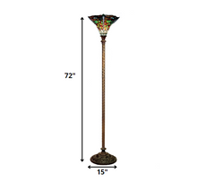 Tiffany-style Green Dragonfly Torchiere