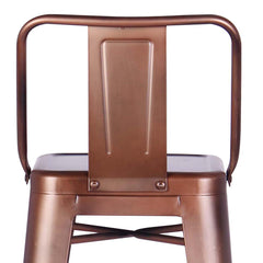 Distressed Metal Barstool with Back, Vintage Rose Gold, 24 -inch