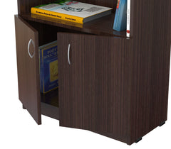 Espresso Finish Wood Three Self and Cabinet Bookcase