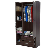 Espresso Finish Wood Wardrobe Armoire