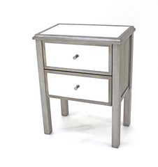13.75 x 24 x 30.5 Silver Coastal 2 Drawer Mirrored - End Table
