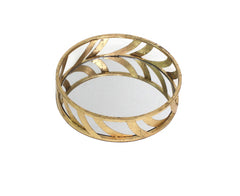14 x 14 x 4 Gold Streamline Mirror  Tray