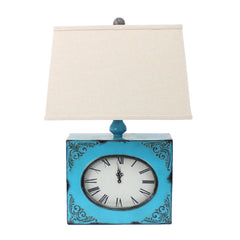 7 x 7 x 22 Blue Vintage Metal Clock Base - Table Lamp