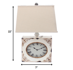 7 x 7 x 22 White Vintage Metal Clock Base - Table Lamp