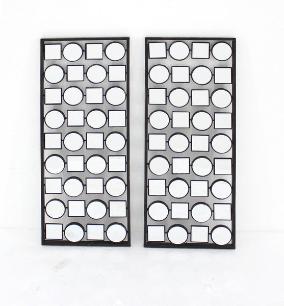 Dark Bronze Finish Mirrored Metal Wall Plaque Set