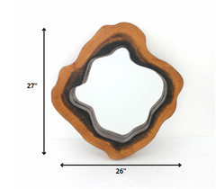 26" x 27" x 3" Brown Coastal Grotto Like Wooden Frame  Mirror