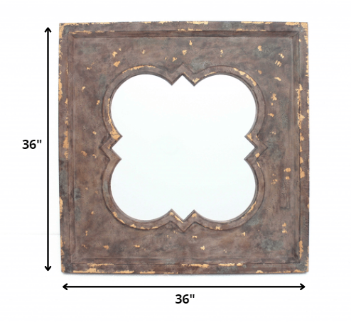 36 x 36 x 1.75 Bronze Vintage Cosmetic With Quadrate Frame - Wall Mirror