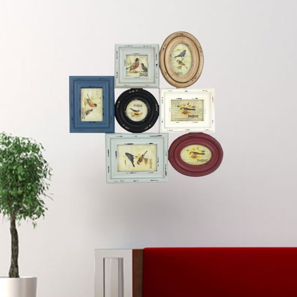25.59" x 25.2" Multi-Color, Vintage Wooden, Photo Frame - Wall Decor