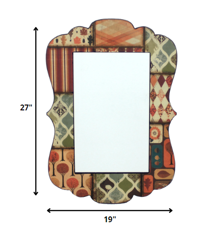 Green and Orange Vintage Patchwork Hanging Wall Mirror