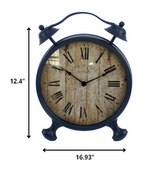 3.15 x 16.93 x 12.4 Blue Retro Style - Wall Clock