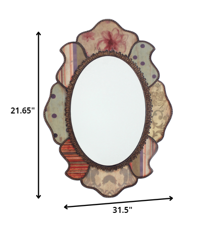 21.65 x 31.5 Multi-Color Retro Style Decorative Wooden - Wall Mirror