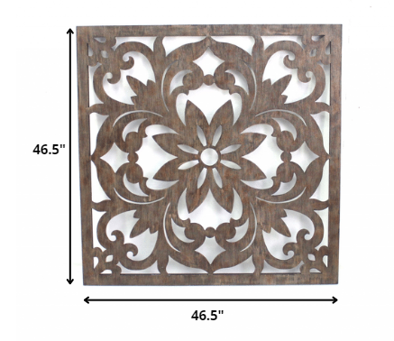 1.25 x 46.5 x 46.5 Brown Dark Bronze Vintage Floral - Wall Plaque
