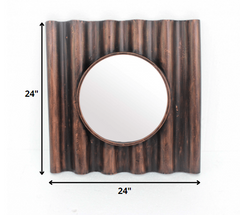 24 x 24 x 3 Bronze Panpipe-Like Wooden Cosmetic - Mirror