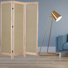 1 x 48 x 67 Beige Wood & Fabric - Screen