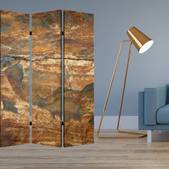 1" x 84" x 84" Multi Color Wood Canvas Dark Brown Slate  Screen