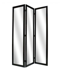 1 x 50 x 69 Black Glass & Wood Mirror  Screen