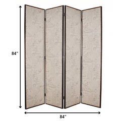 1 x 84 x 84 Tan Wood & Fabric  Screen