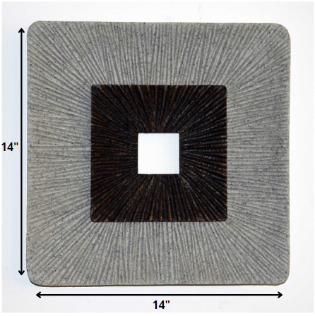 1 x 14 x 14 Brown & Gray Square Ribbed - Wall Art