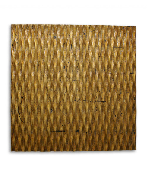 Raw Wood Look Gold Finish Square Wall Art