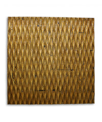 Raw Wood Look Gold Finish Square Wall Art