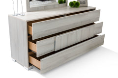 Contemporary Gray Middle Block 3 Drawer Dresser