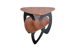 19' Walnut Veneer and Metal End Table