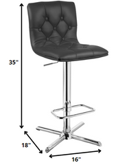 35' Black Leatherette and Steel Bar Stool