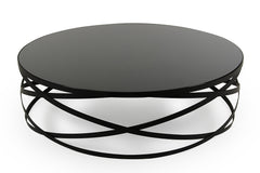 13' Black Metal and Glass Coffee Table