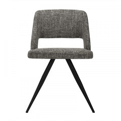Set of 2 Modern Grey Fabric Dining Chair with Sleek Black Legs