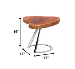 16' Live Edge Wood and Steel End Table