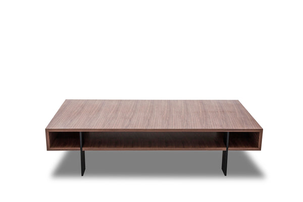 13' Walnut Veneer and Aluminum Coffee Table