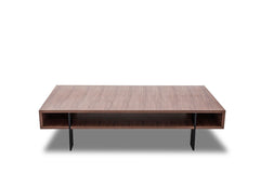 13' Walnut Veneer and Aluminum Coffee Table