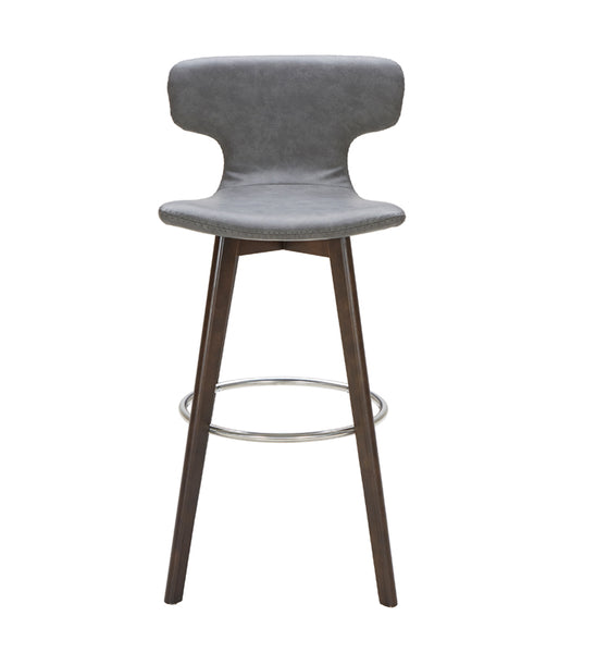 41' Dark Grey Eco Leather  Steel  and Wood Bar Stool