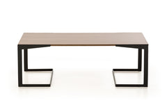 16' Walnut Veneer and Metal Coffee Table