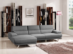 32" Grey Fabric  Foam  Wood  and Steel Sectional Sofa