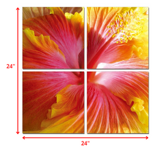 24' Multicolor Canvas 4 Panels Hibiscus Photo
