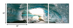 24' Multicolor Canvas 3 Horizontal Panels Ice Cave Photo