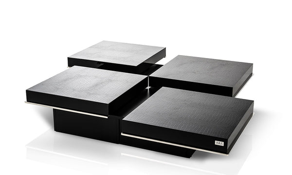 12' Black Gloss Coffee Table with Pull Out Squares