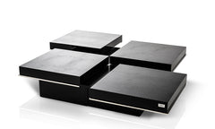 12' Black Gloss Coffee Table with Pull Out Squares