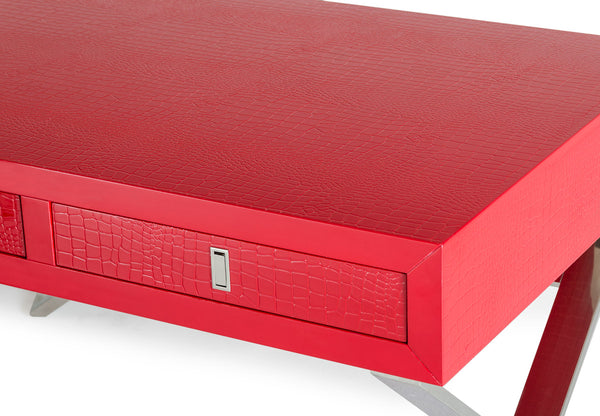 21' Red Crocodile MDF and Steel Desk