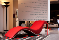21' Red Faux Leather Leisure Lounge with a Metal Frame