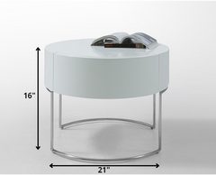 16' White Lacquer Stainless Steel Nightstand