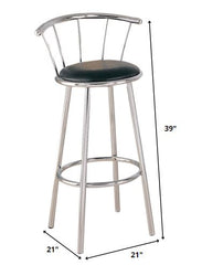 18" X 18" X 29" 2pc Black Pu And Chrome Swivel Bar Chair