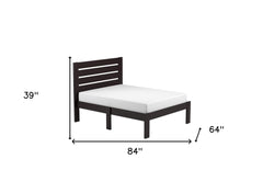 Popular Espresso Queen Size Slat Wood Bed