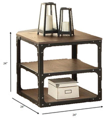 End Table, Oak & Black - Mdf, Metal Oak & Black