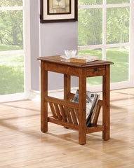Warm Honey Brown Wooden Magazine Rack Side Table