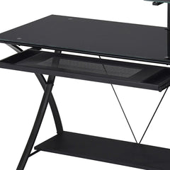 Sleek Black Glass Computer Desk