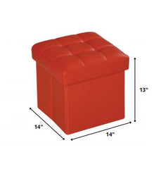 Ottoman with Storage (Youth), Red PU - MDF, PU Red PU