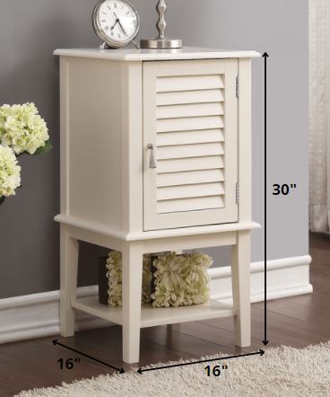 Side Table, White - MDF, Wood (Solid), No Ven White