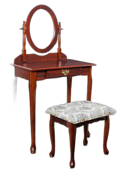 29" X 18" X 49" Cherry Queen Anne Vanity Set